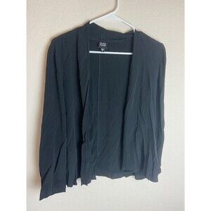 Eileen Fisher Womens Blazer Black Size S Solid Open Front Long Sleeve Rayon